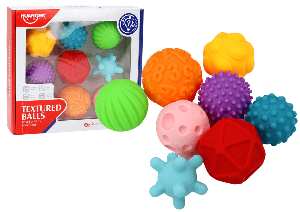 mamido Sada senzorických míčků různé textury 8 kusů barevné