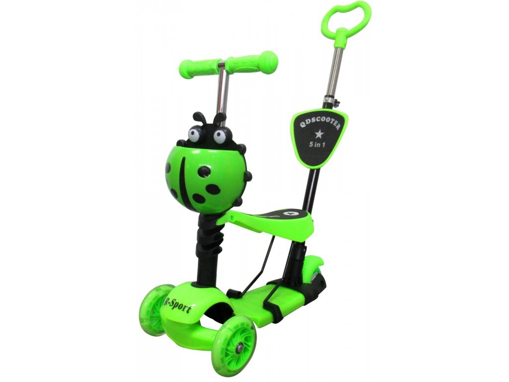 mamido Koloběžka odrážedlo H3 R-Sport 5v1 se svítícími koly zelené