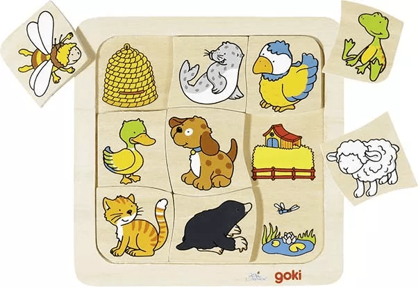 Goki Goki Dřevěné puzzle – Kdo kde bydlí?