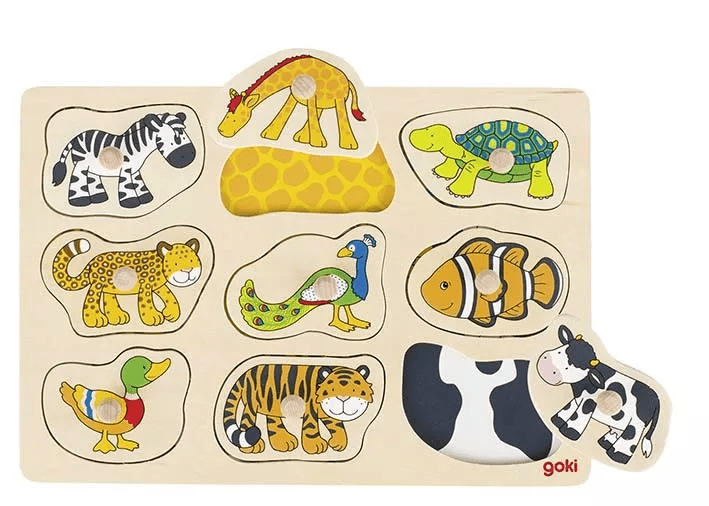 Goki Goki Puzzle s dřevěnými úchytkami, 9 dílů