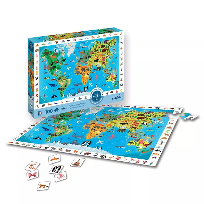 Sentosphere Sentosphere Puzzle - mapa světa se zvířaty