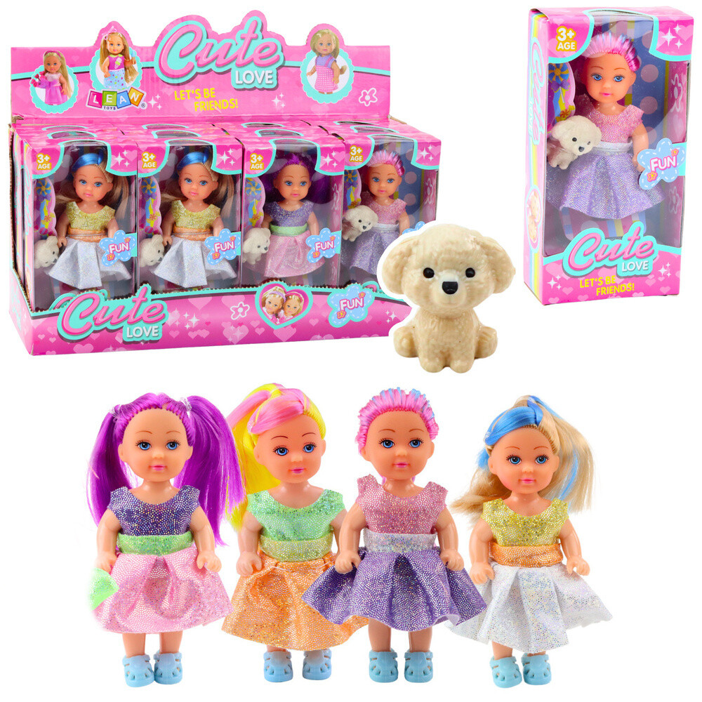 mamido Sada Mini panenka v šatech s pejskem Mix 12 cm