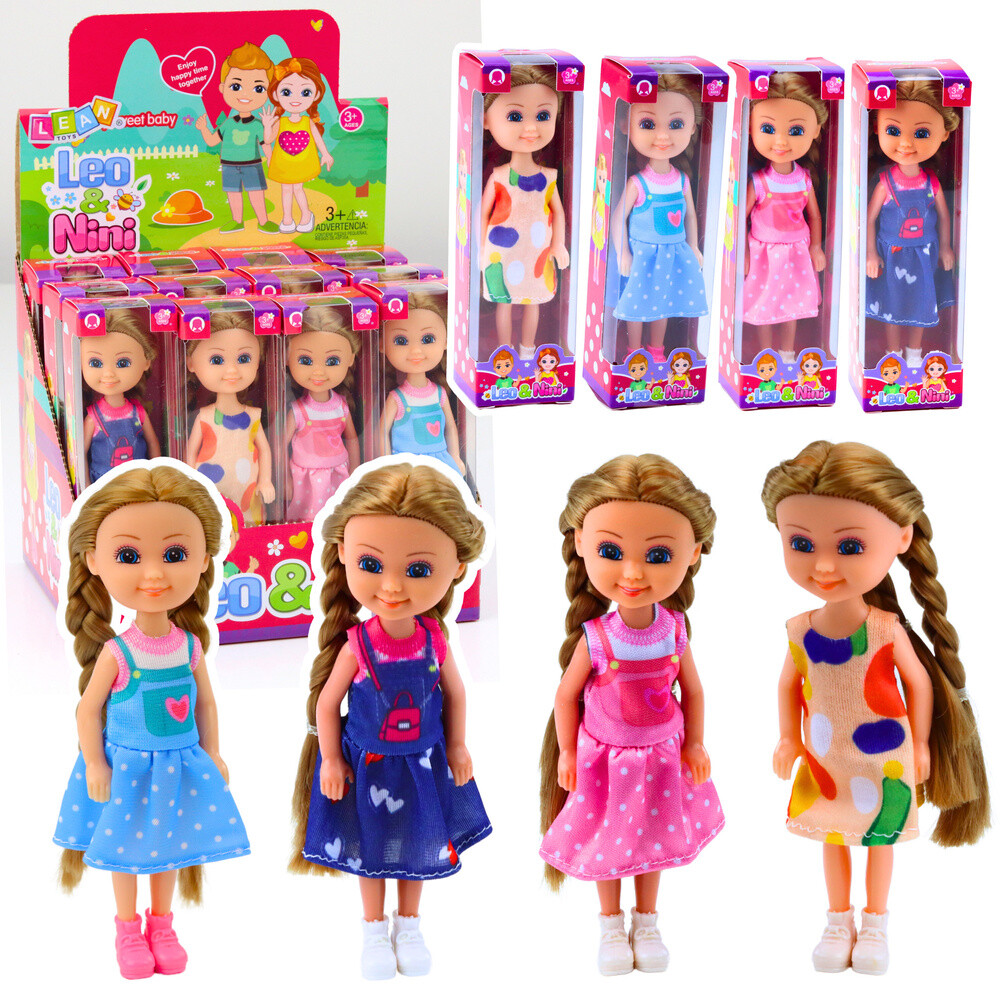 mamido Mini panenka s dlouhými vlasy v šatech 15 cm Mix