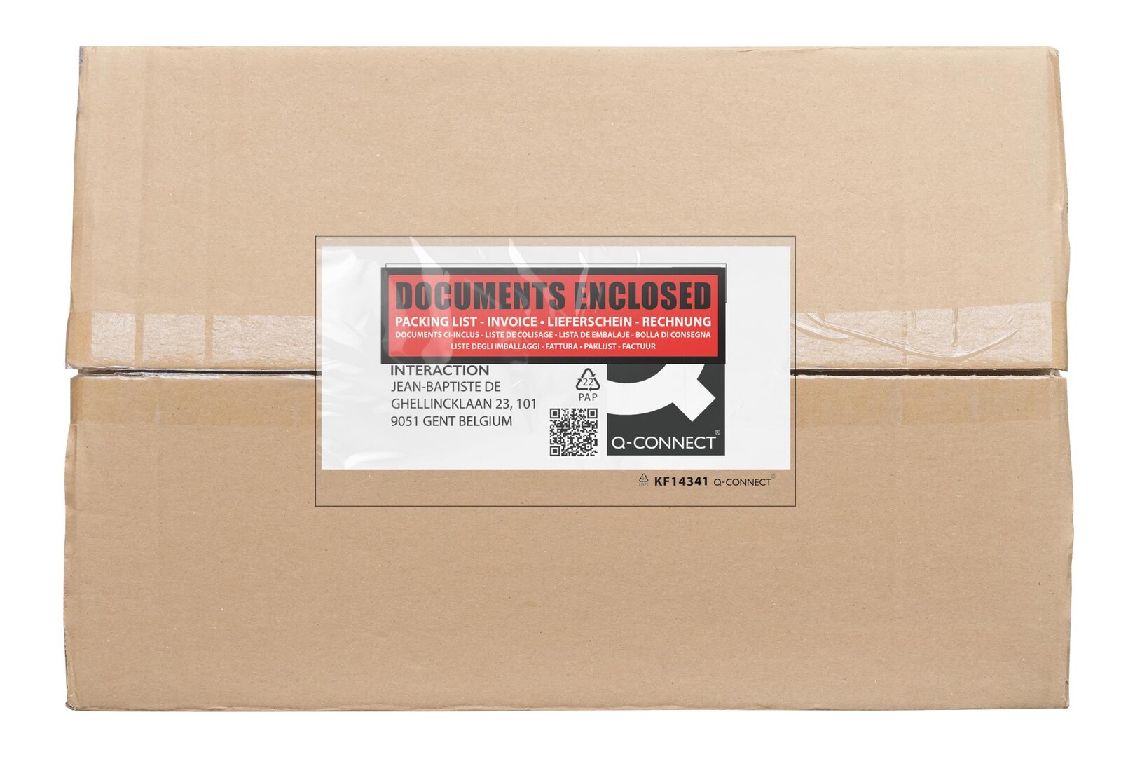 Samolepicí kapsy na zásilky Q-Connect - DL, průhledné s červenou, 1000 ks