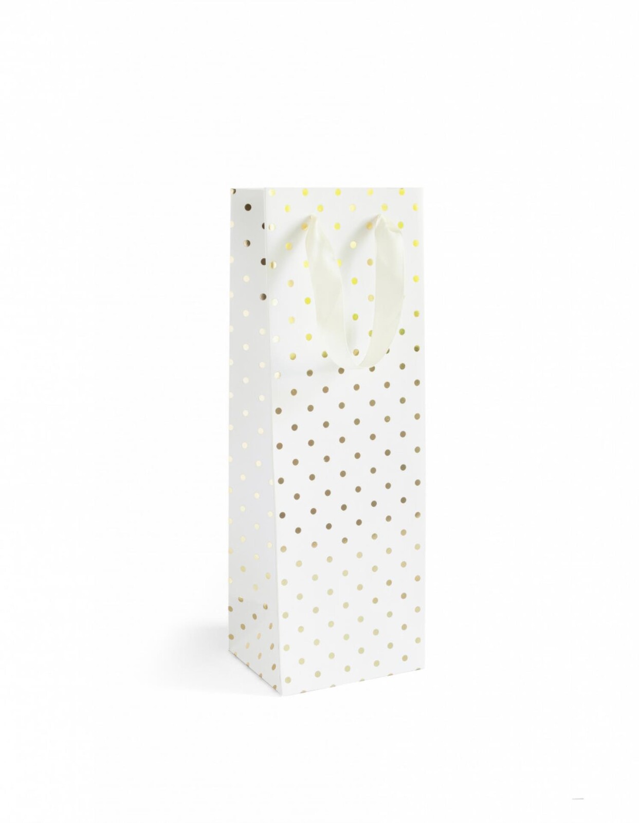 Galeria Papieru Dárková taška - na víno, bílá, zlaté puntíky, 5 ks