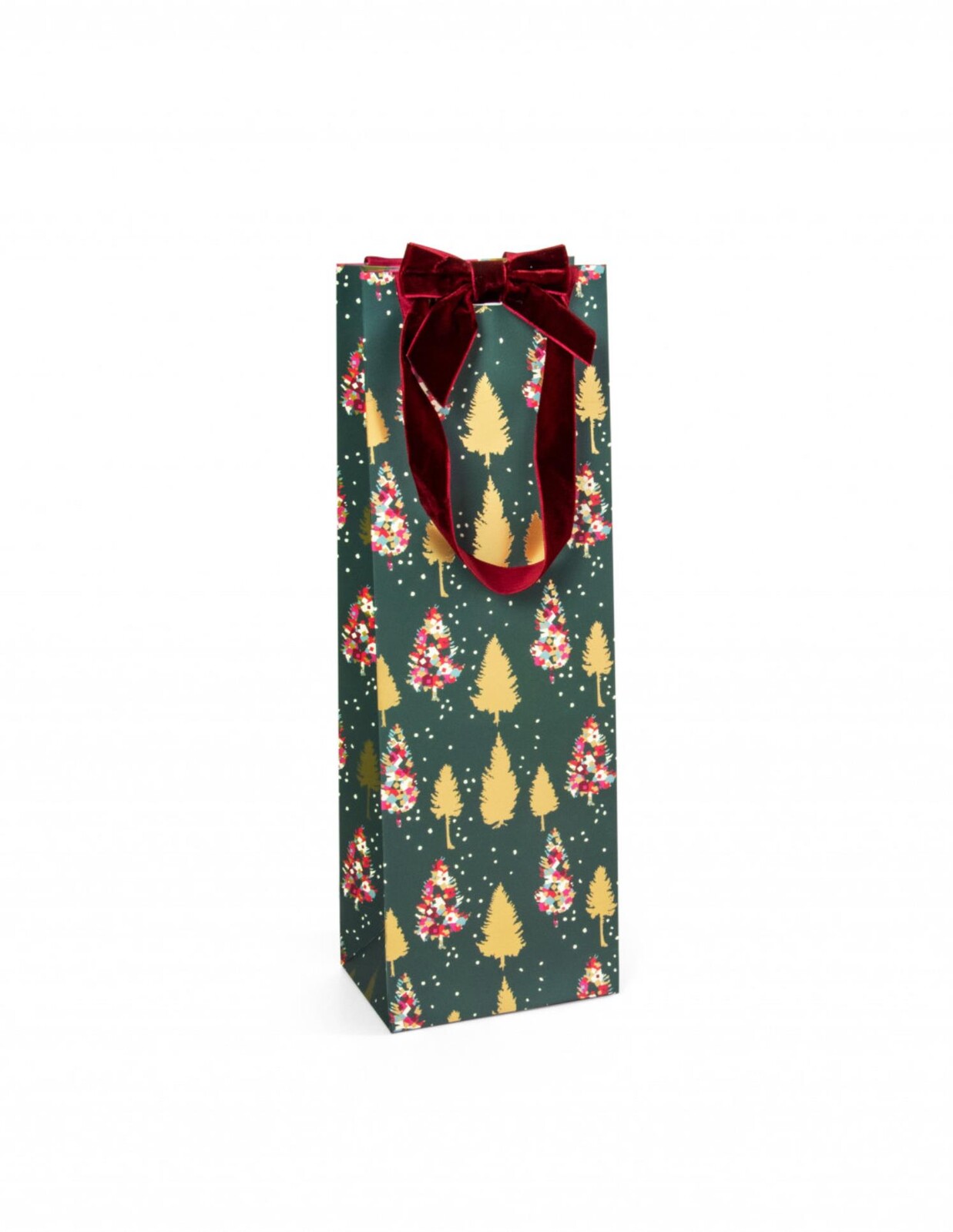 Galeria Papieru Dárková taška - na víno, vánoční stromky, 5 ks