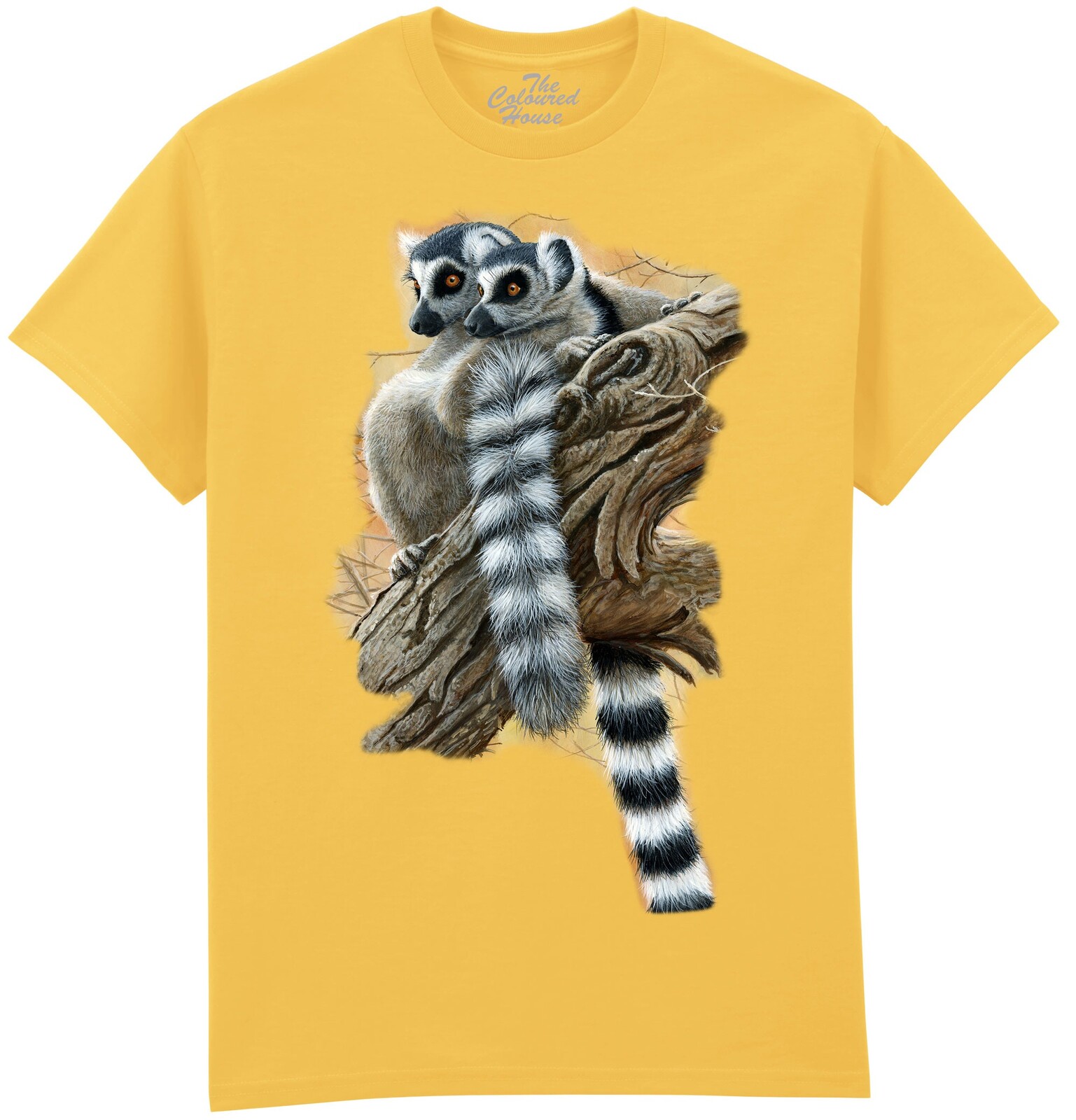 The Colored House Pánské tričko s lemury – Heads and Tails od Jeremyho Paula - žluté Velikost: S