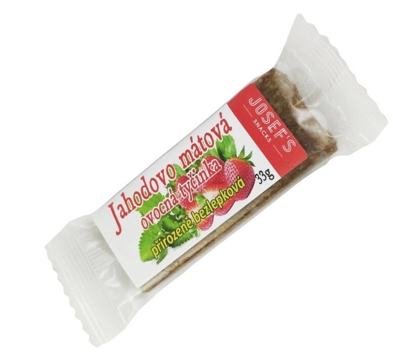 Josef 's snacks Josef's snacks Ovocná tyčinka s mátou a jahodou 33 g