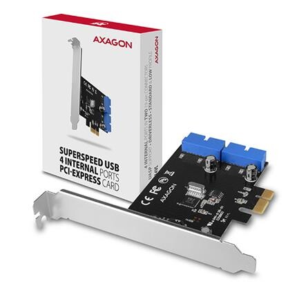 AXAGON PCEU-034VL, PCIe řadič, 2x interní 19-pin USB 3.2 Gen 1 port, UASP, vč. LP