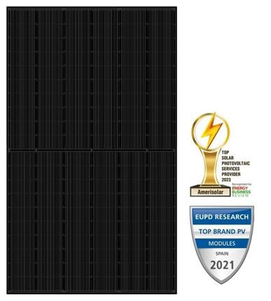 Solarmi solární panel Amerisolar Mono 480 Wp černý 120 článků, N-Type TOPCon, prizmatický rám
