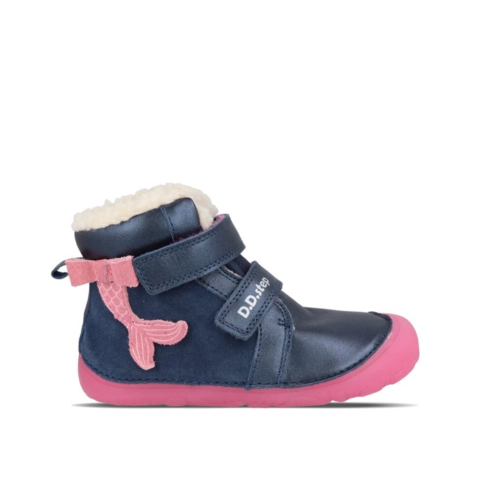 D.D.STEP W073-52684 Tmavě Modrá Dětské zimní zateplené barefoot boty - 20