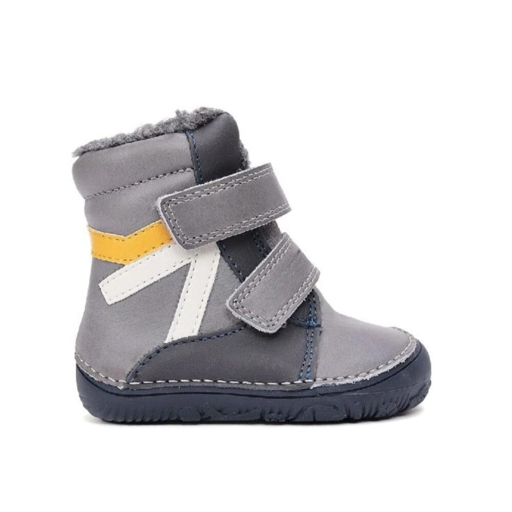 D.D.STEP W073-52306 Šedá Dětské zimní zateplené barefoot boty - 20