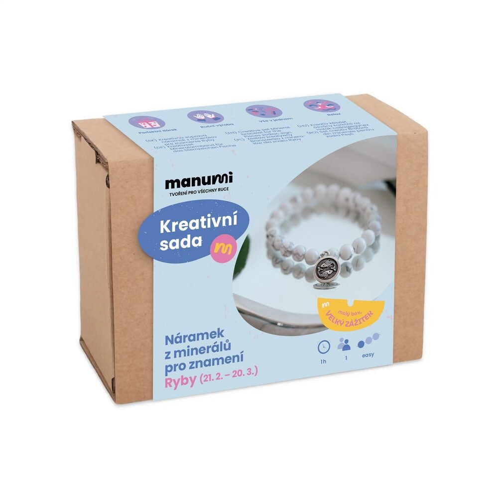 Manumi kreativní sada na výrobu náramku z minerálů se znamením zvěrokruhu Ryby - 1 ks