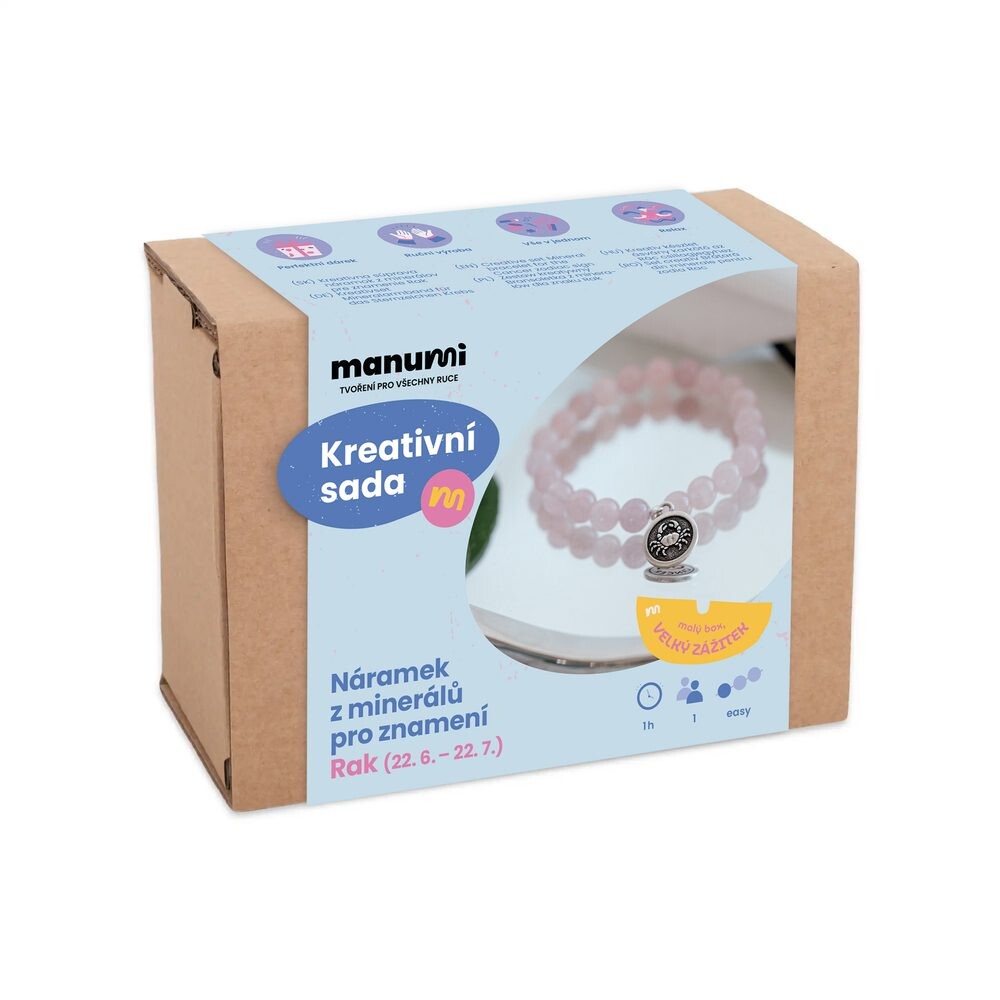Manumi kreativní sada na výrobu náramku z minerálů se znamením zvěrokruhu Rak - 1 ks