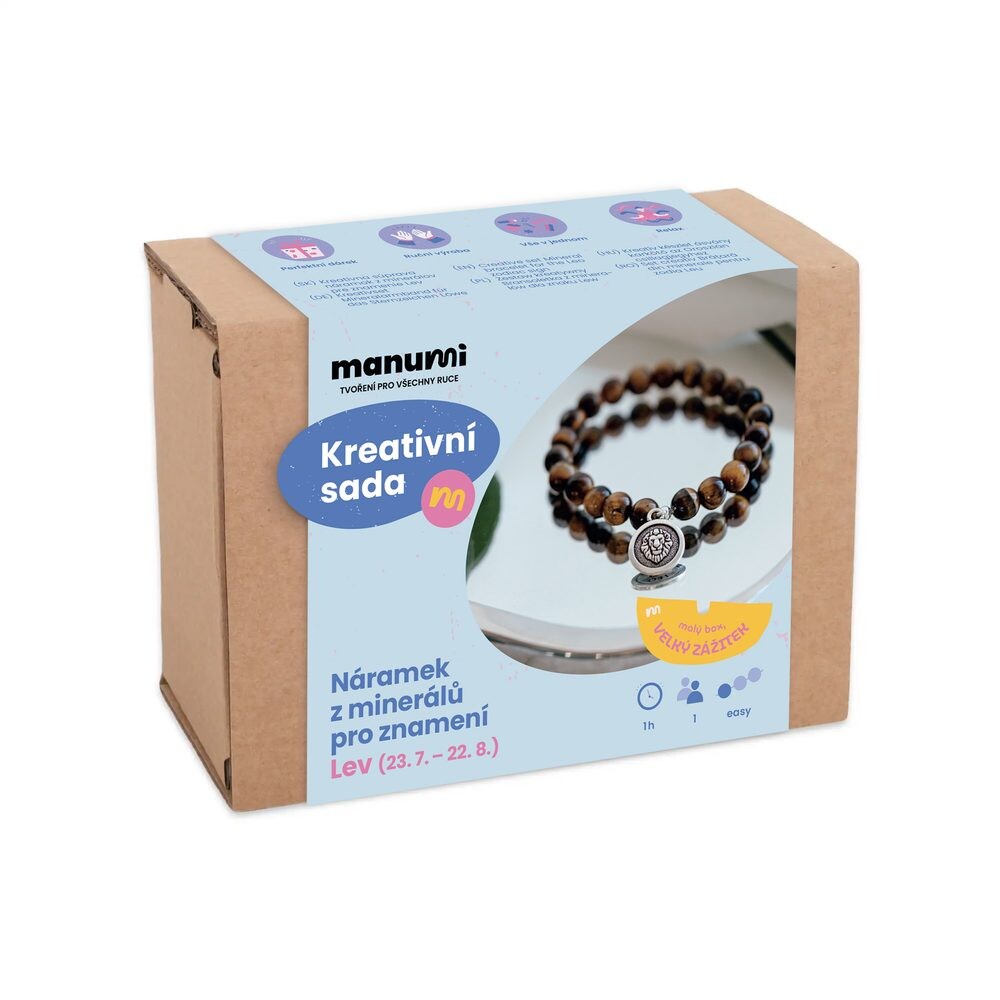 Manumi kreativní sada na výrobu náramku z minerálů se znamením zvěrokruhu Lev - 1 ks