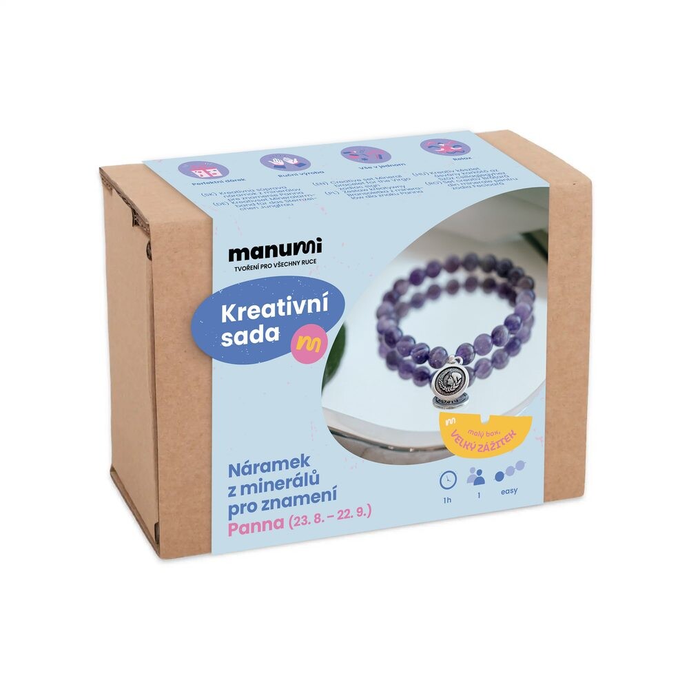 Manumi kreativní sada na výrobu náramku z minerálů se znamením zvěrokruhu Panna - 1 ks