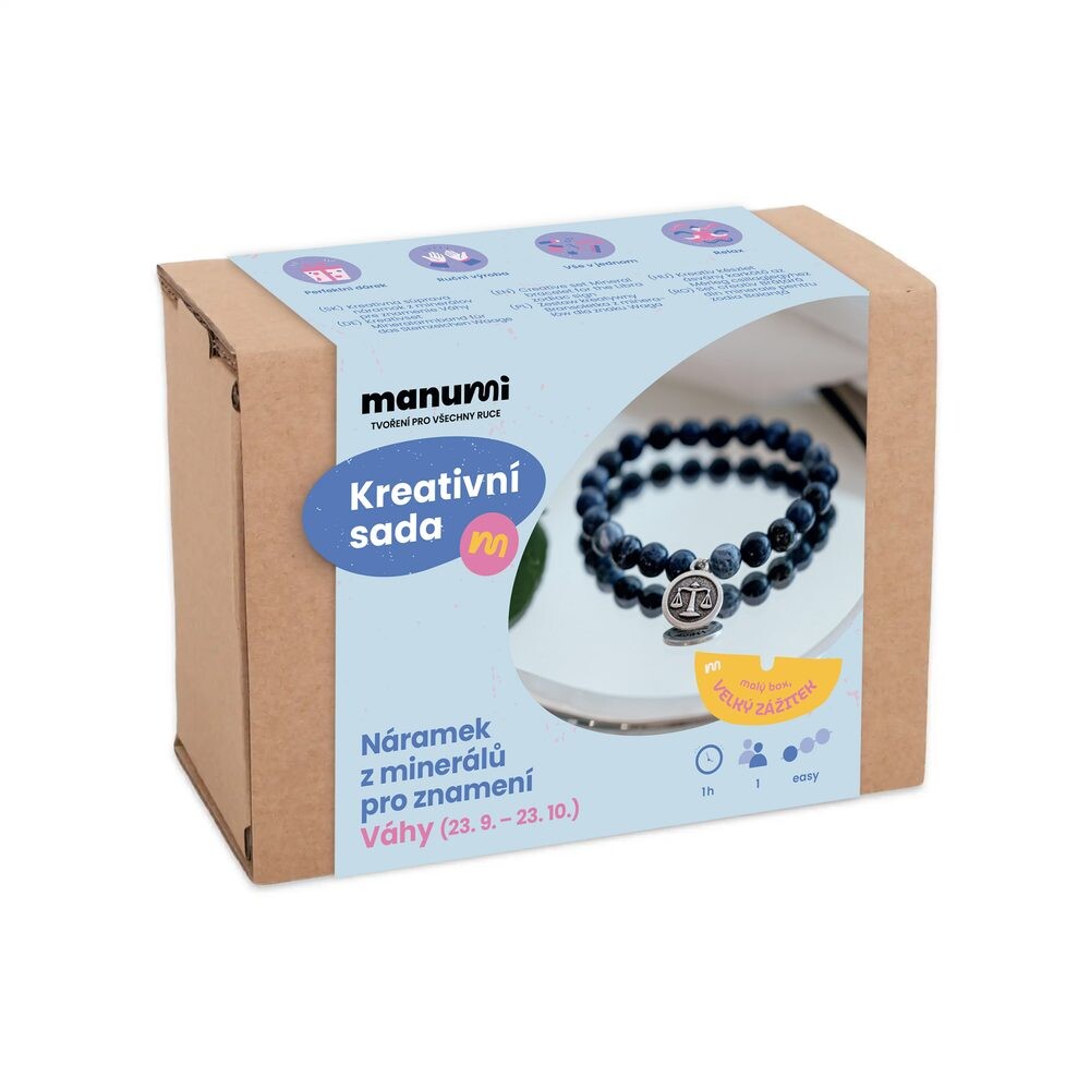 Manumi kreativní sada na výrobu náramku z minerálů se znamením zvěrokruhu Váhy - 1 ks