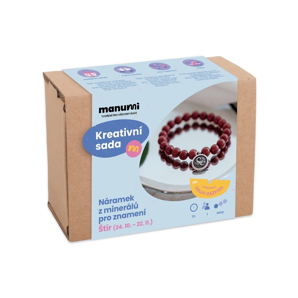 Manumi kreativní sada na výrobu náramku z minerálů se znamením zvěrokruhu Štír - 1 ks