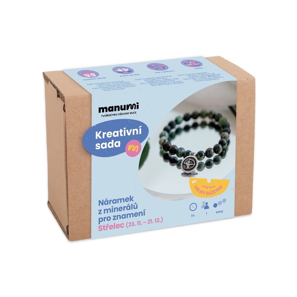 Manumi kreativní sada na výrobu náramku z minerálů se znamením zvěrokruhu Střelec - 1 ks