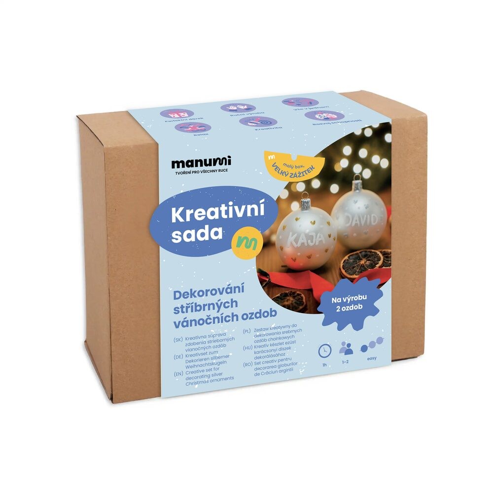 Manumi kreativní sada na dekorování vánočních ozdob stříbrná - 1 ks
