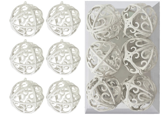 Vánoční kulky - bílé KL-21X26 (6ks)