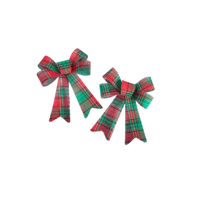 Vánoční dekorace BOWE mašle, károvaná 711107 (2 ks)