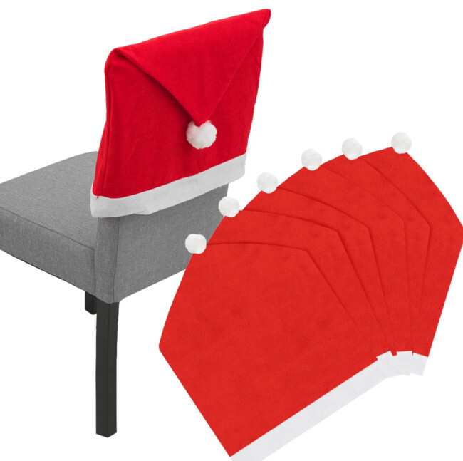Vánoční potah na židli 380667 mikulášská čepice