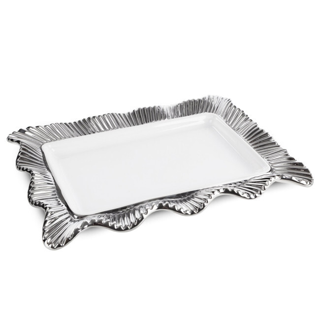 Podnos BETSY 01 bílý / stříbrný