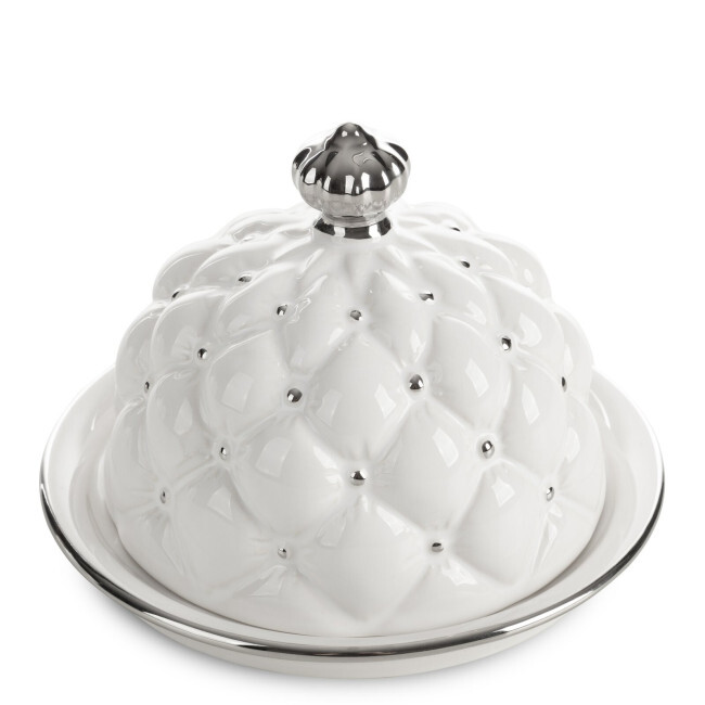 Podnos s víkem ADORE 01 bílý / stříbrný