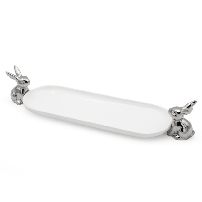 Dekorativní podnos EASTER 157 bílý / stříbrný