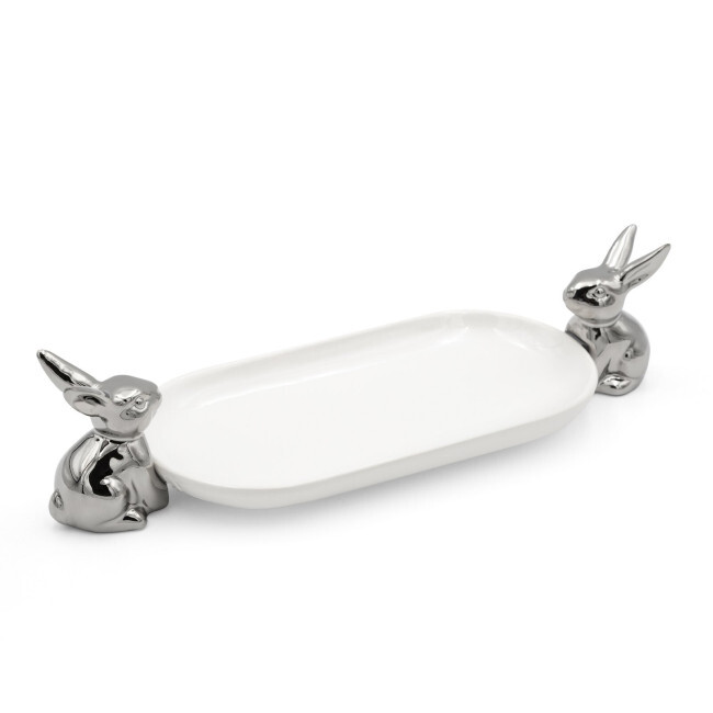 Dekorativní podnos EASTER 158 bílý / stříbrný