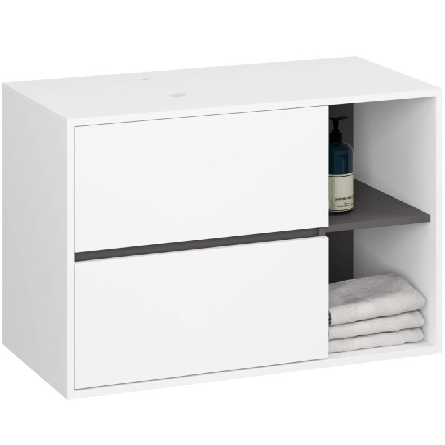 Skříňka pod umyvadlo VAMI W90 2SZ bílá / garafitová / šedá