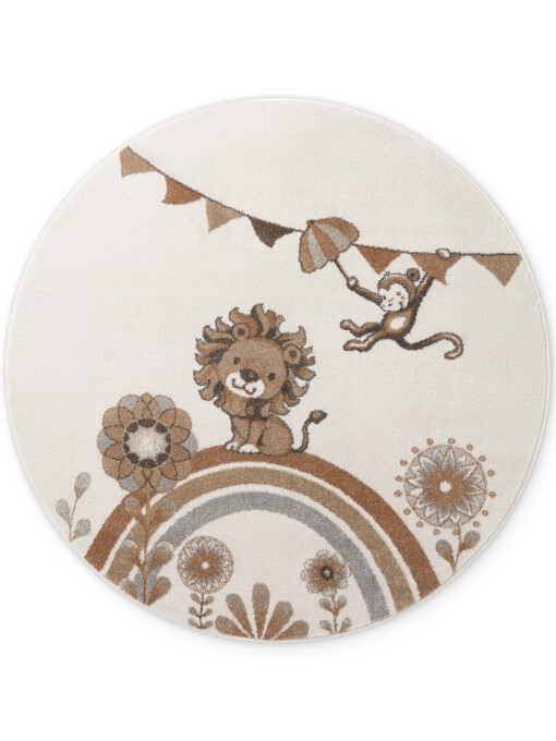 Koberec Villeroy & Boch BOHO KIDS Roar like a Lion krémový kruh