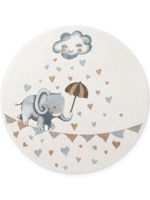 Koberec Villeroy & Boch BOHO KIDS Round Walk like an Elephant Rainy krémový kruh