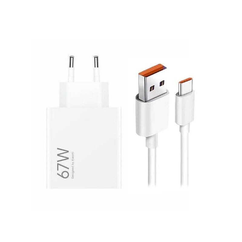 Xiaomi MDY-15-ET USB-A 67W Cestovní Nabíječka + USB-C 6A Datový Kabel White (Bulk)