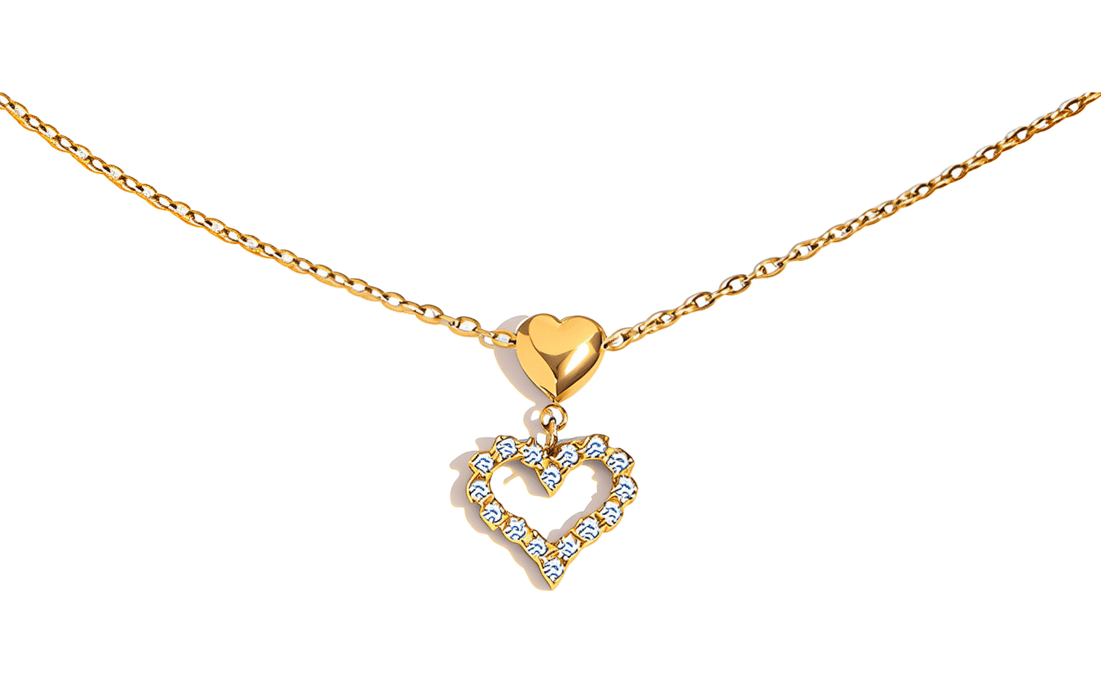 ELENYS Heart Charm – pozlacený náhrdelník 18K žluté zlato Délka náhrdelníku: 40+5 cm / max. 45 cm