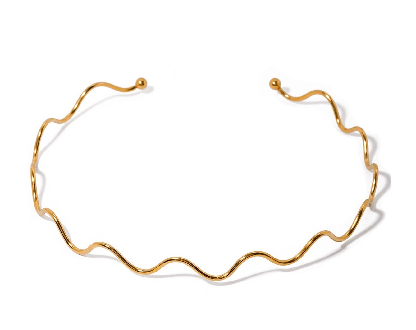 ELENYS Wawe – pozlacený choker 18K žluté zlato Průměr chokeru: 12,3 cm (nastavitelný / roztahovací)