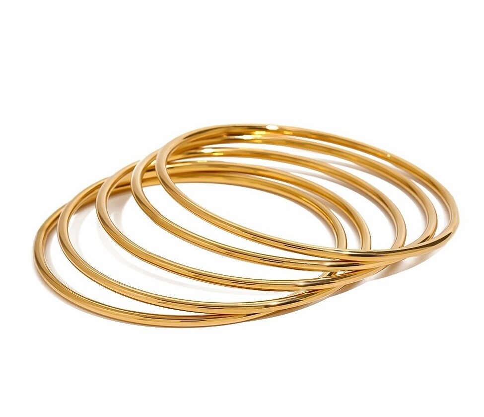 ELENYS Bangle Gold – sada pozlacených náramků 18K žluté zlato Délka náramku: Průměr 6 cm / obvod cca 18,8 cm