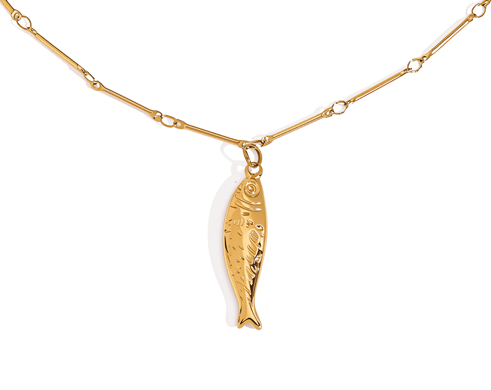 ELENYS Gold Fish – pozlacený náhrdelník 18K žluté zlato Délka: 42+5 cm / max. 47