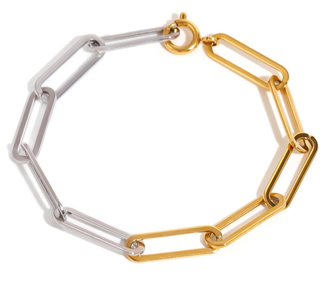 ELENYS Duo Chain – pozlacený náramek 18K žluté zlato Délka náramku: 18,5 cm