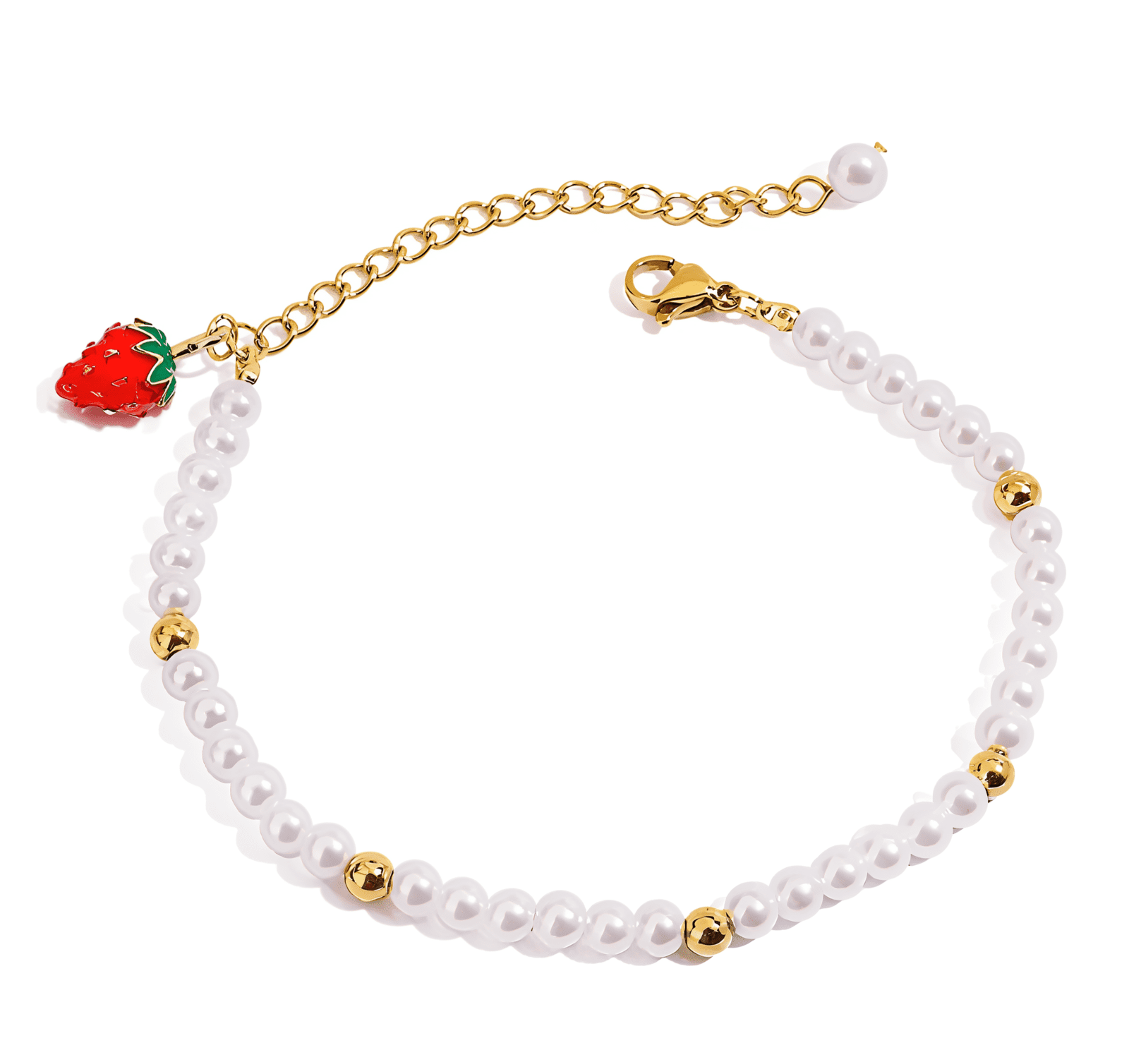 ELENYS Sweet Strawberry – pozlacený náramek 18K žluté zlato Délka náramku: 17+5 cm / max. 22 cm