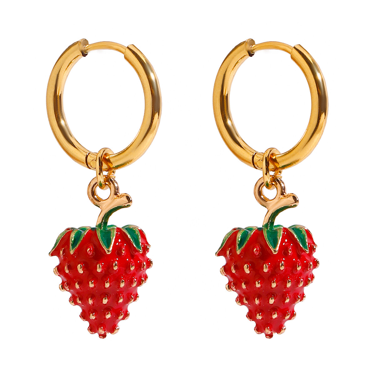 ELENYS Sweet Strawberry – pozlacené náušnice 18K žluté zlato