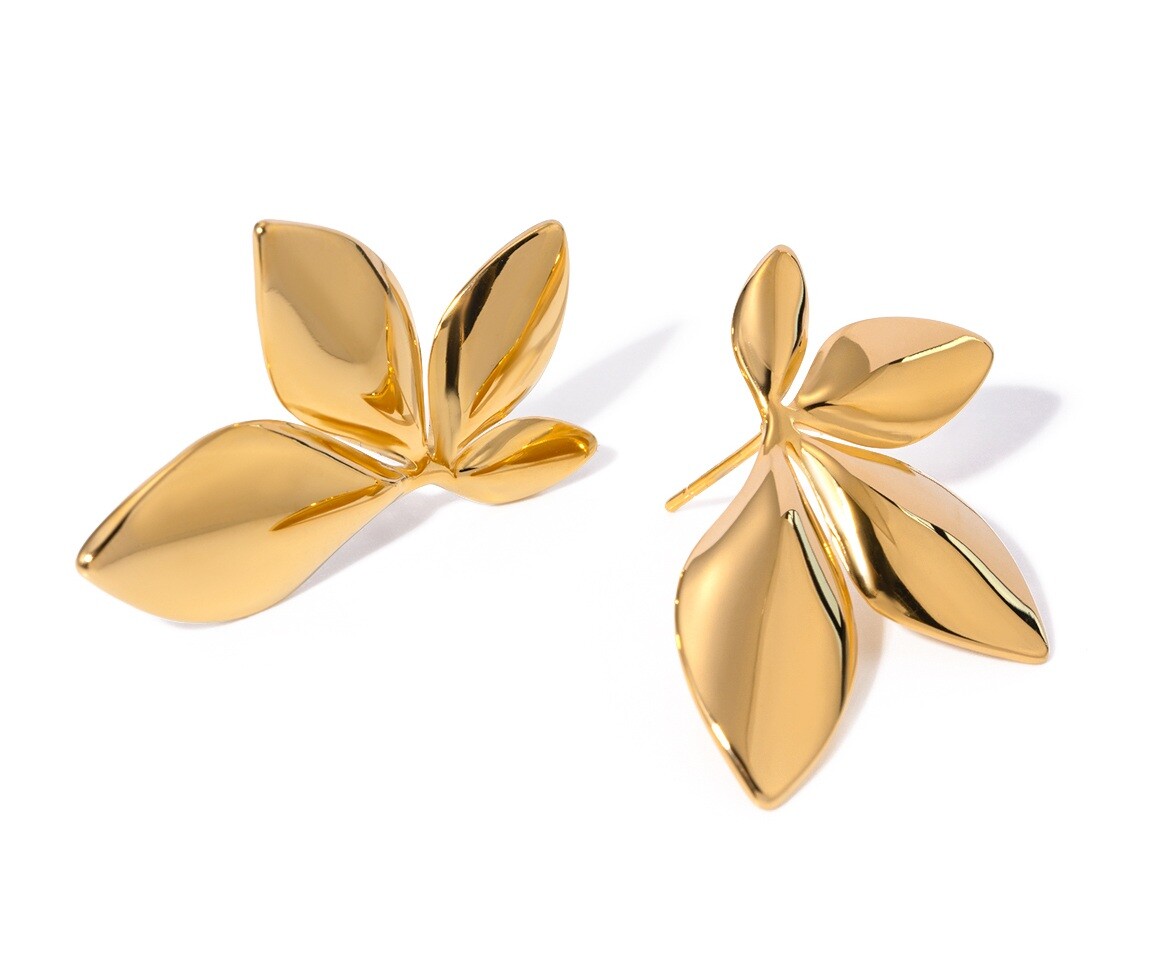 ELENYS Golden Bloom – pozlacené náušnice 18K žluté zlato