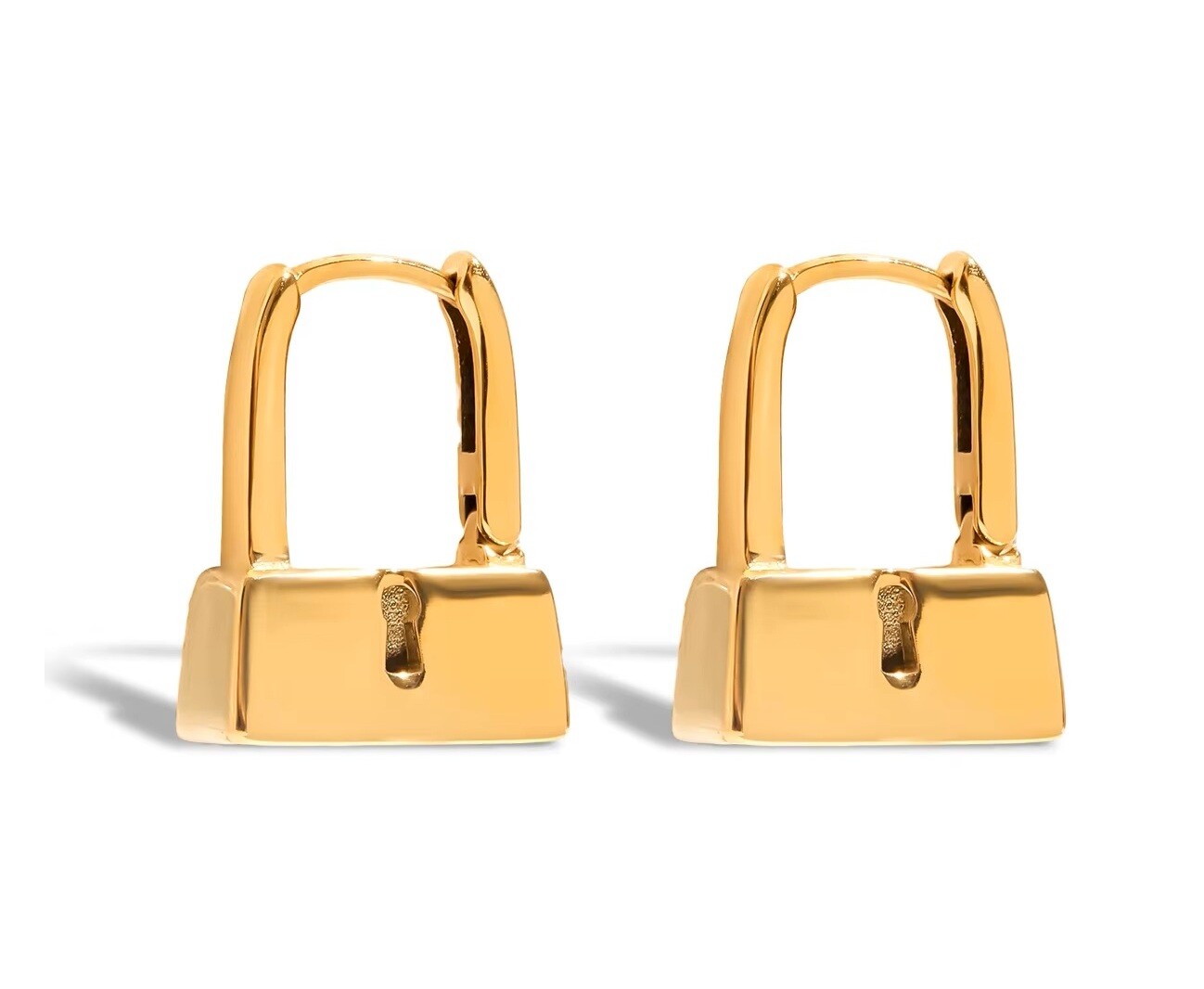 ELENYS Lock – pozlacené náušnice 18K žluté zlato