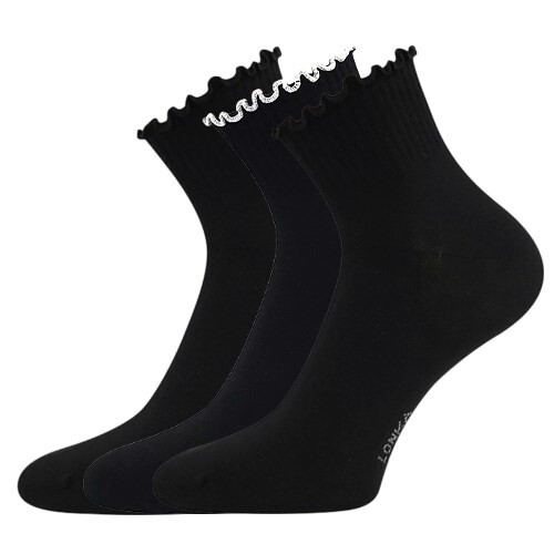 LONKA Ponožky dámské SOPHIA s ozdobným lemem MIX ČERNÉ (3 páry) 35-38 125923