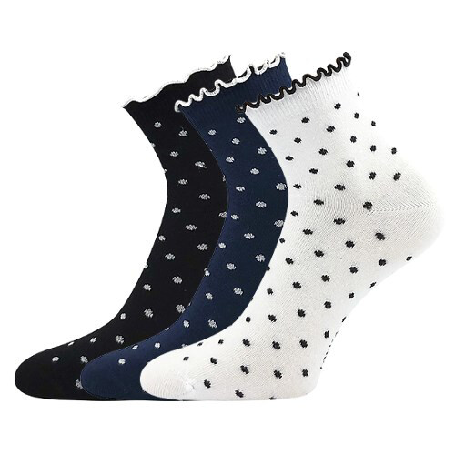 LONKA Ponožky dámské SOPHIA s ozdobným lemem MIX s puntíky (3 páry) 35-38 125919