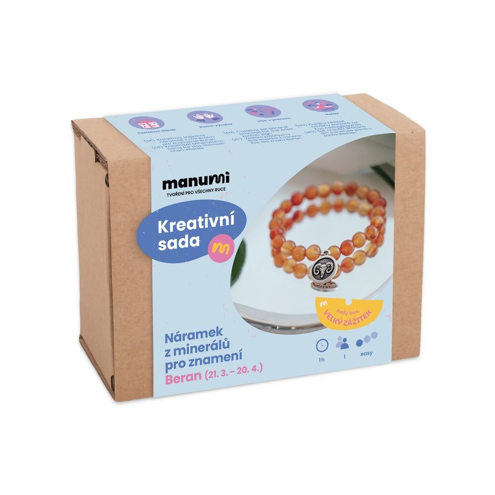 Manumi kreativní sada na výrobu náramku z minerálů se znamením zvěrokruhu Beran - 1 ks