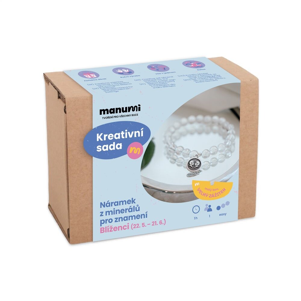 Manumi kreativní sada na výrobu náramku z minerálů se znamením zvěrokruhu Blíženci - 1 ks