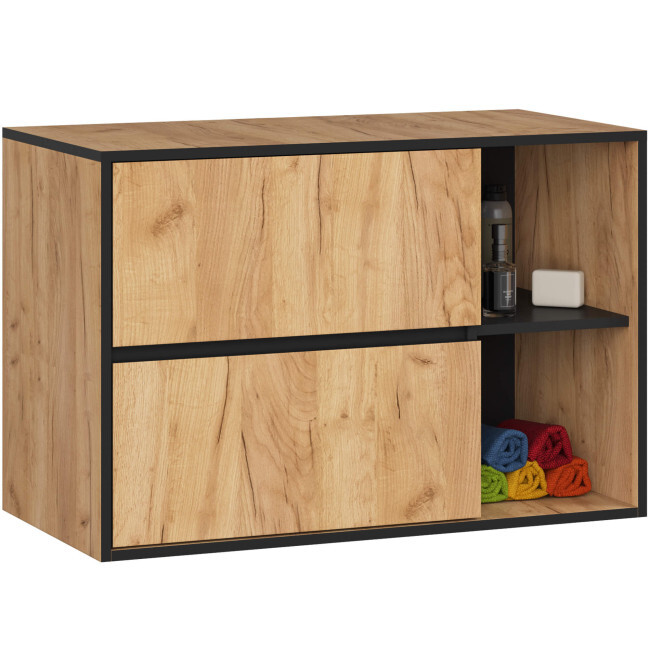 Skříňka pod umyvadlo VAMI W90 2SZ 2P dub craft / černá