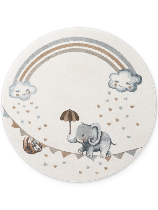 Koberec Villeroy & Boch BOHO KIDS Round Walk like an Elephant Rainbow krémový kruh